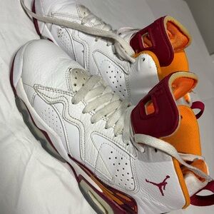 Jordan Retro Basketball Shoes in White, Maroon & Orange